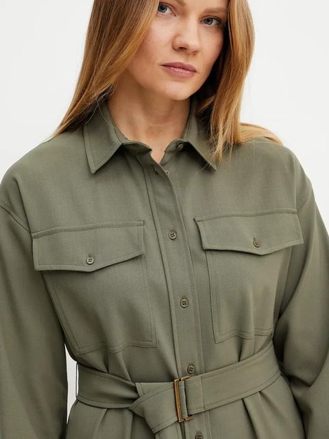 Weekend Max Mara sukienka z domieszką wełny kolor zielony midi prosta 2515221071600