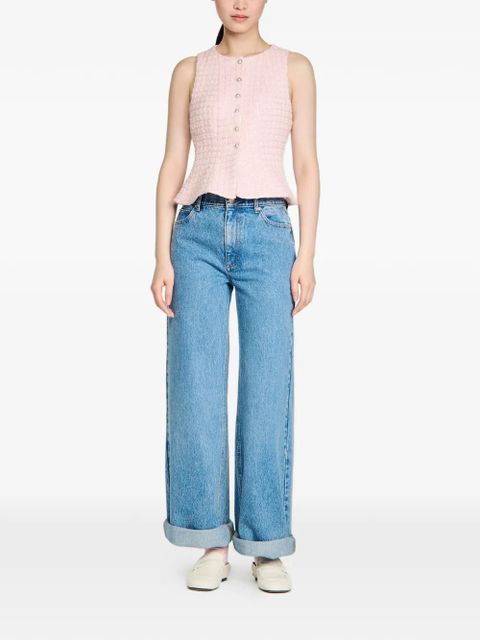 SANDRO tweed-fabric sequin-embellishment waistcoat - Pink - zdjęcie produktu nr 2