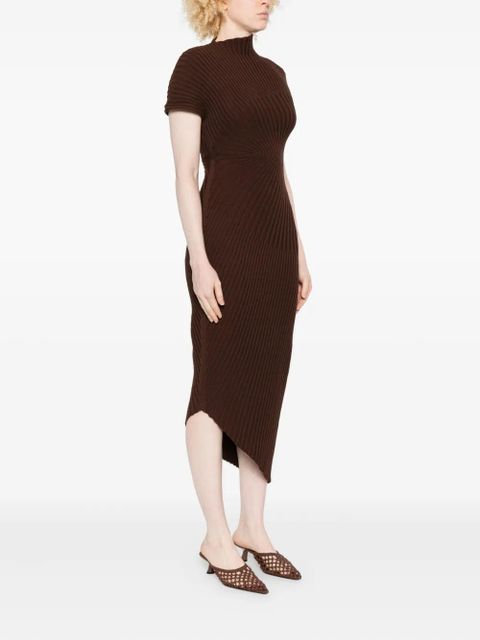 Cult Gaia Chrysta ribbed asymmetric dress - Brown