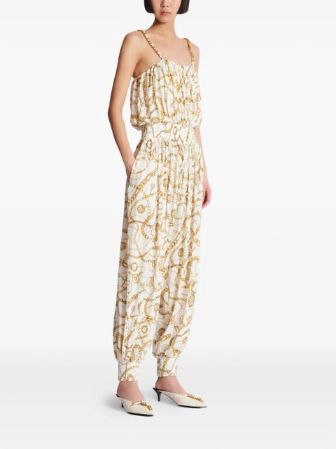 Balmain graphic-print jumpsuit - White