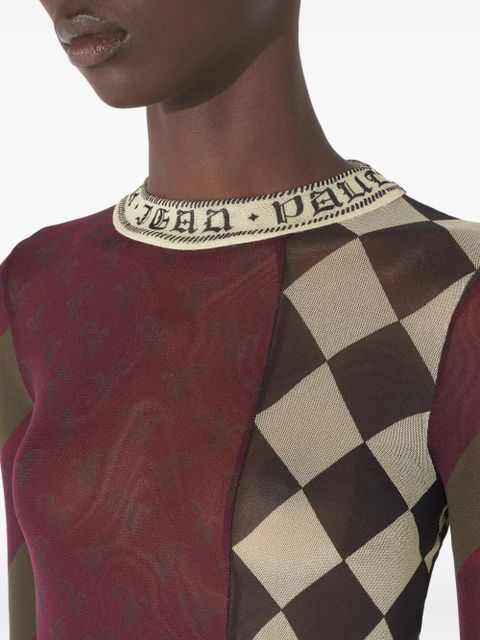 Jean Paul Gaultier patchwork long-sleeves Top - Red