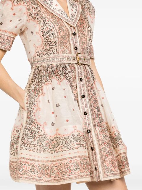ZIMMERMANN Matchmaker paisley-print mini shirtdress - Neutrals