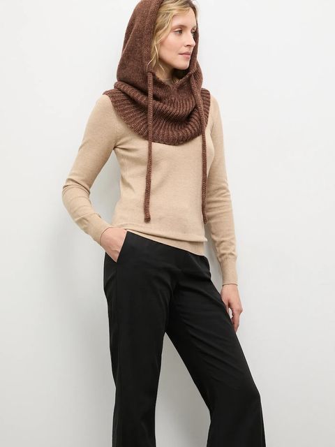 Answear.LAB kaptur z wełną merino kolor brązowy - zdjęcie produktu nr 2