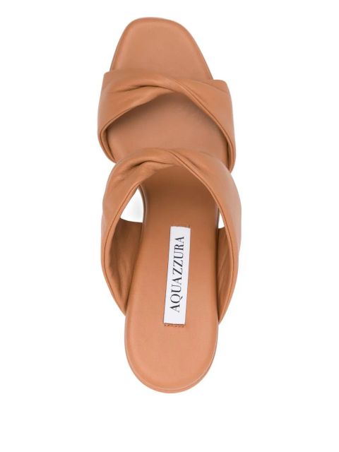 Aquazzura 85mm Twist leather mules - Brown
