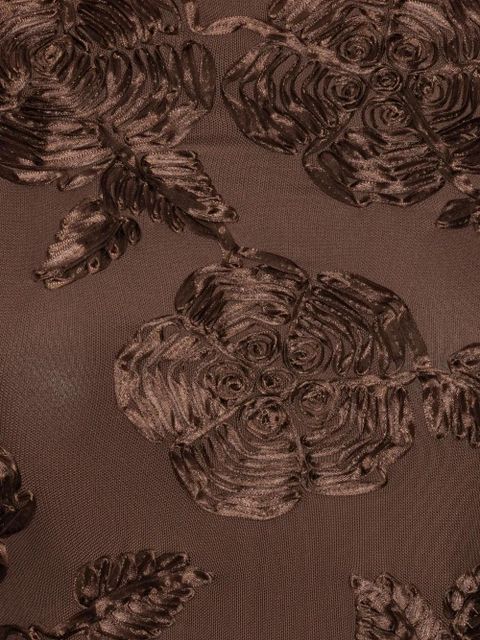 ROTATE BIRGER CHRISTENSEN flower-embellishment mesh long-sleeve top - Brown