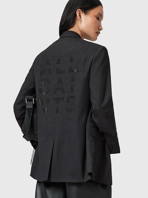 AllSaints marynarka ESSIE kolor szary jednorzędowa W008QD - zdjęcie produktu nr 1