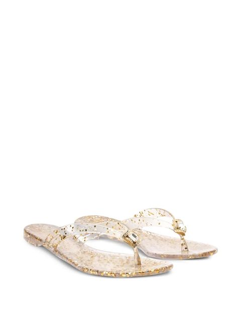 Casadei glitter-embellished flat sandals - Neutrals