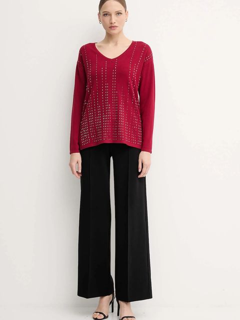 Joseph Ribkoff sweter z dodatkiem jedwabiu damski kolor bordowy lekki 254966