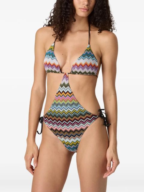 Missoni triangle-top zig-zag-pattern swimsuit - Blue - zdjęcie produktu nr 2