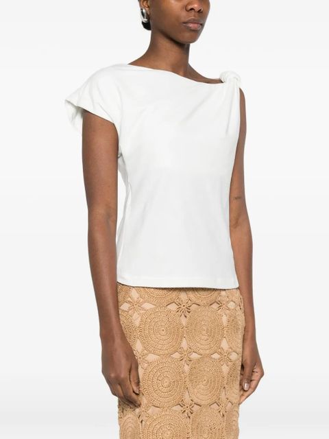 PINKO Marlena draped asymmetric-neck top - White