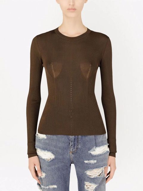 Dolce & Gabbana long-sleeve ribbed jumper - Brown