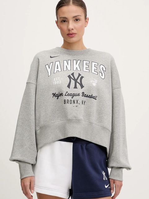 Nike szorty New York Yankees damskie kolor granatowy wzorzyste high waist 034B-012N-NK-3XJ
