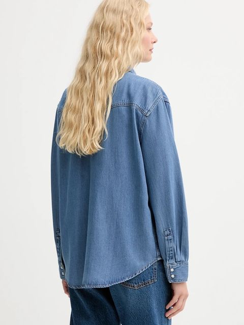 Levi's koszula jeansowa damska kolor niebieski regular z kołnierzykiem klasycznym