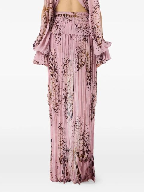 Blumarine Georgette butterfly-print skirt - Pink