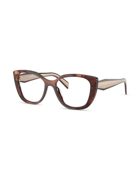 Prada Eyewear geometric-frame glasses - Brown