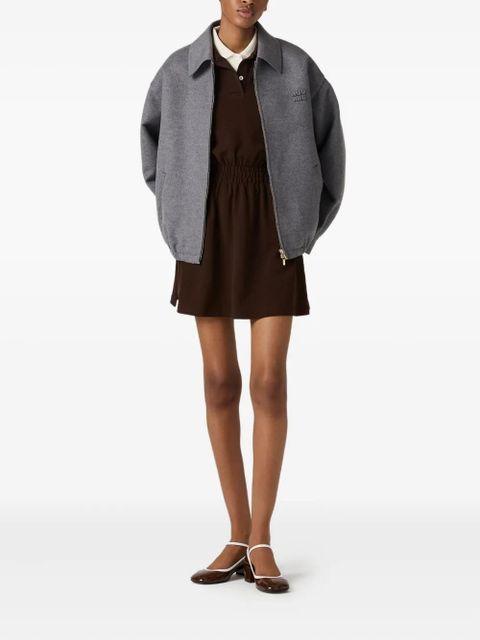 Miu Miu logo-embroidered piqué dress - Brown - zdjęcie produktu nr 2