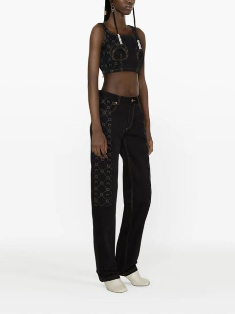 Marine Serre Regenerated denim bustier top - Black - zdjęcie produktu nr 2