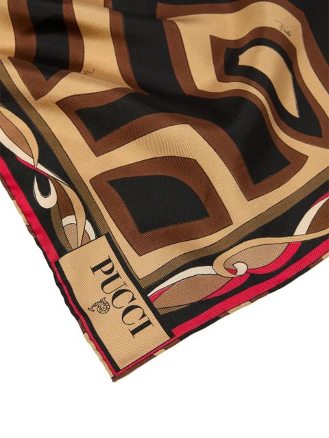 PUCCI printed silk scarf - Brown