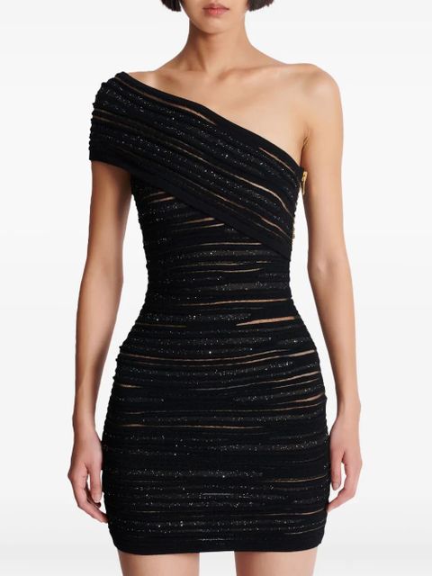 Balmain glitter detailing dress - Black
