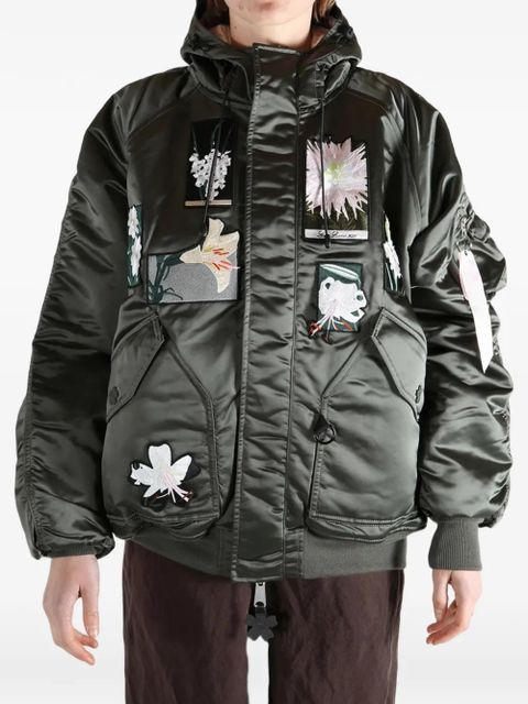 Cecilie Bahnsen x Alpha N-2B floral-applique hooded bomber jacket - Green - zdjęcie produktu nr 2