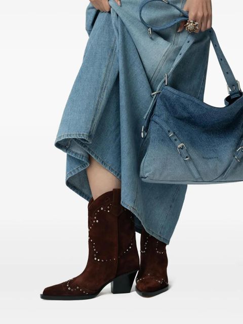 Paris Texas 60mm Janice suede studded boots - Brown