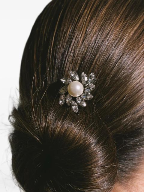 Jennifer Behr crystal pearl Esther bobby pin - Silver