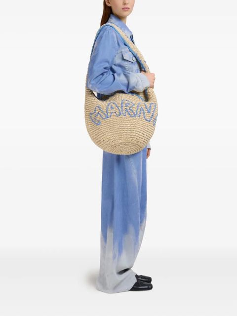 Marni crochet-embroidered shoulder bag - Neutrals