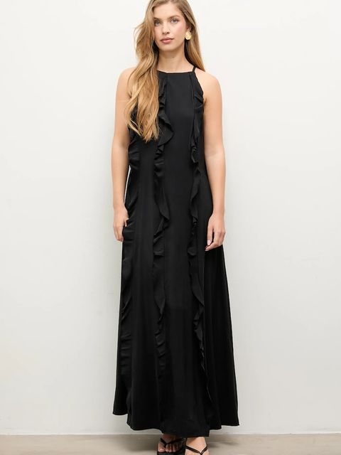 Answear.LAB sukienka kolor czarny maxi prosta - zdjęcie produktu nr 2
