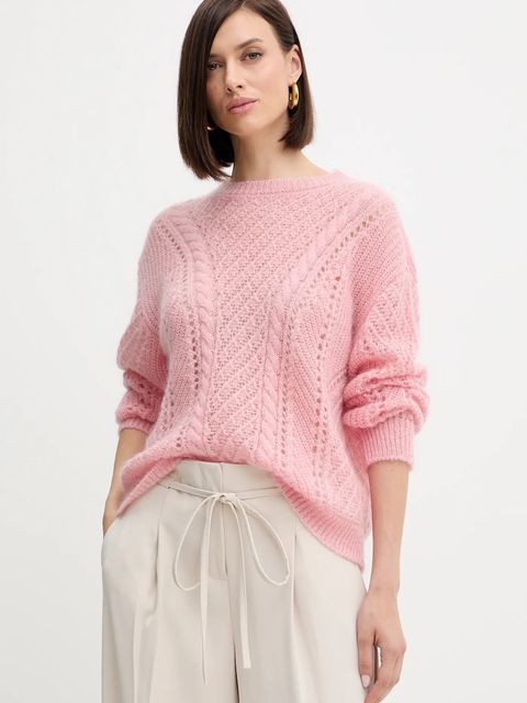 Twinset sweter z wełną damski kolor różowy lekki 252TT3201 - zdjęcie produktu nr 1