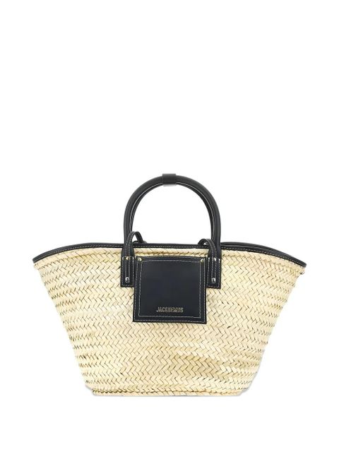 Jacquemus Soli leather-trim woven basket bag - Neutrals - zdjęcie produktu nr 1