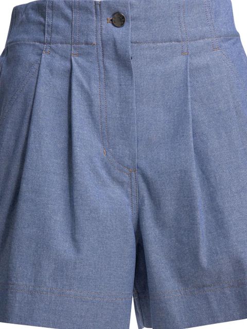 Moncler Grenoble pleated high-waisted shorts - Blue