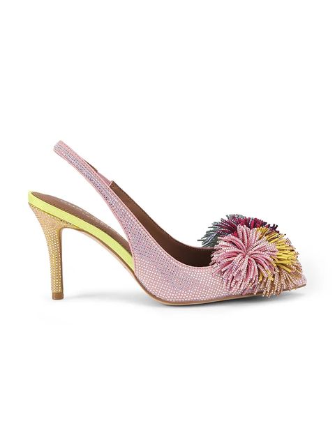 Kurt Geiger London sztyblety zamszowe Pom Pom Sling kolor różowy 5385999209 - zdjęcie produktu nr 1