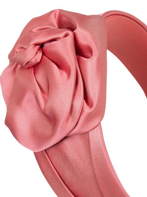 Jennifer Behr Rosalina floral-appliquéd silk headband - Pink - zdjęcie produktu nr 2