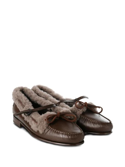 Hereu shearling-trim loafers - Brown