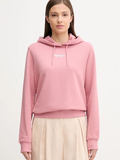 Tommy Jeans bluza bawełniana damska kolor różowy z kapturem z nadrukiem DW0DW20943 - zdjęcie produktu nr 1