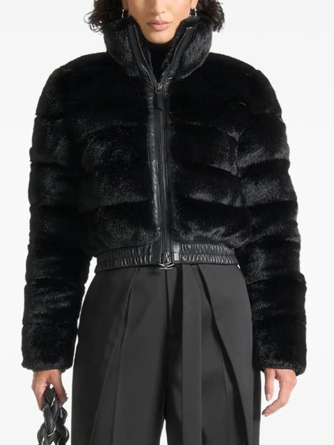Manière De Voir Ama detachable-collar faux-fur jacket - Black - zdjęcie produktu nr 1