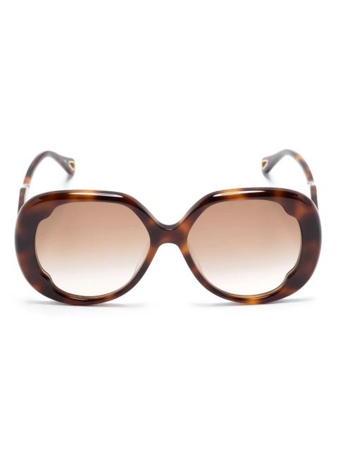 Chloé Eyewear logo-lettering oversize-frame sunglasses - Brown - zdjęcie produktu nr 1