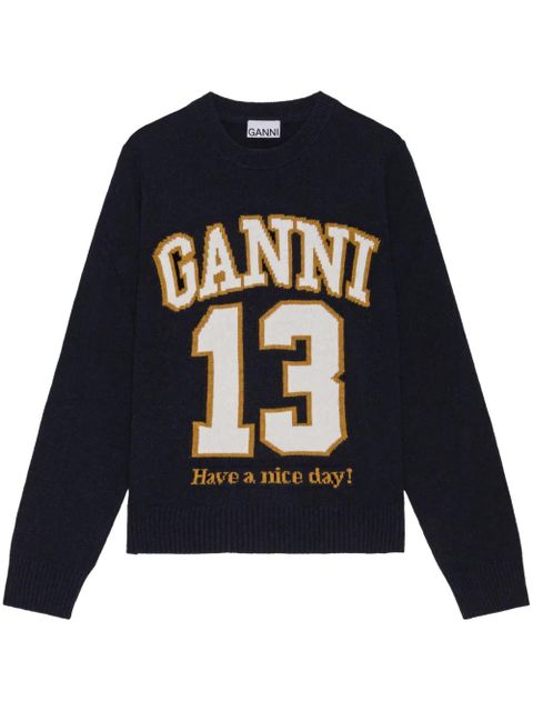 GANNI logo-jacquard sweater - Black - zdjęcie produktu nr 1