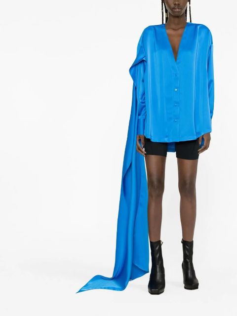 The Attico draped-detail long-sleeve shirt - Blue - zdjęcie produktu nr 2