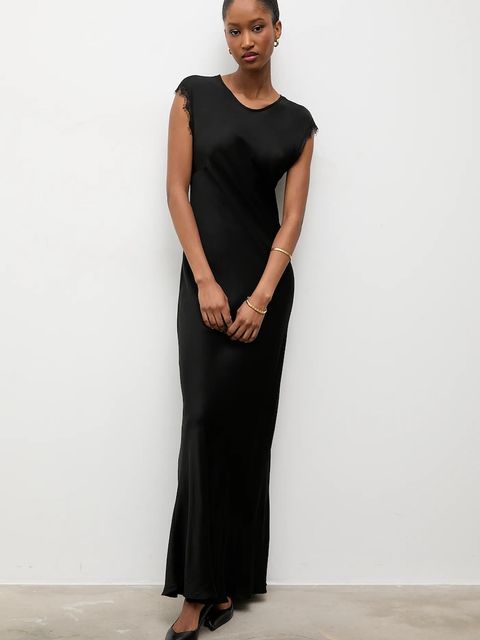 Answear.LAB sukienka kolor czarny maxi rozkloszowana