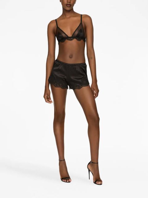 Dolce & Gabbana lace-detailing satin-finish briefs - Black