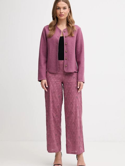 Hoss Intropia spodnie damskie kolor różowy proste high waist 6542822 - zdjęcie produktu nr 2