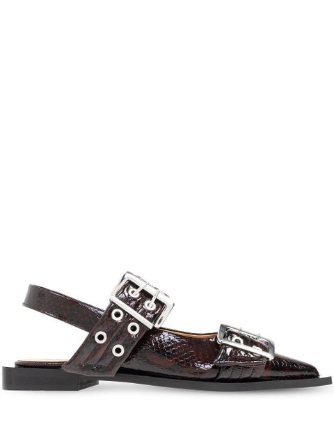 GANNI buckle ballet flats - 234 DARK BURGUNDY - zdjęcie produktu nr 1