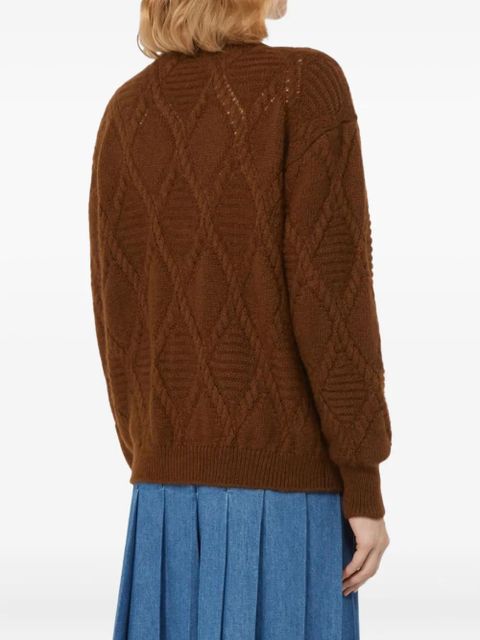 Weekend Max Mara diamond-pattern cable-knit cardigan - Brown