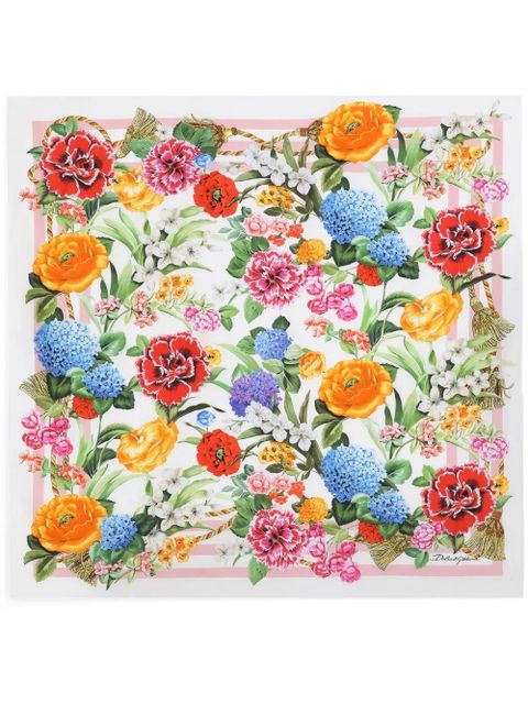 Dolce & Gabbana floral-print scarf - White - zdjęcie produktu nr 1
