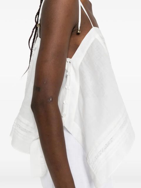 Self-Portrait lace tie-strap top - White