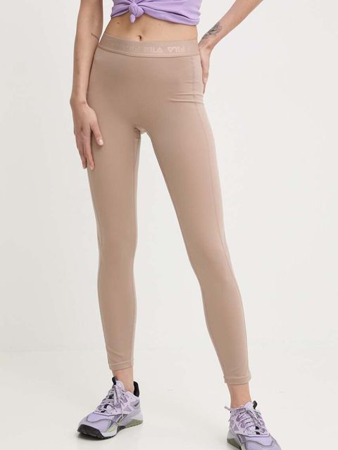 Fila legginsy do biegania Roses kolor beżowy gładkie FAW0705 - zdjęcie produktu nr 1