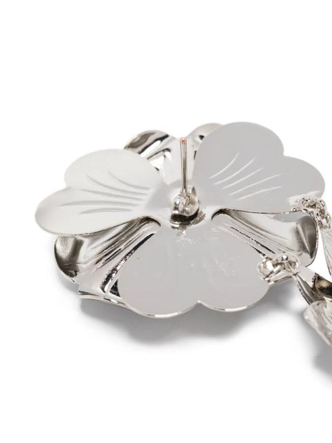 Blumarine flower-embellished drop earrings - Silver