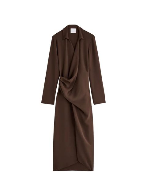 Paris Georgia Simone draped-detail midi dress - Brown - zdjęcie produktu nr 1