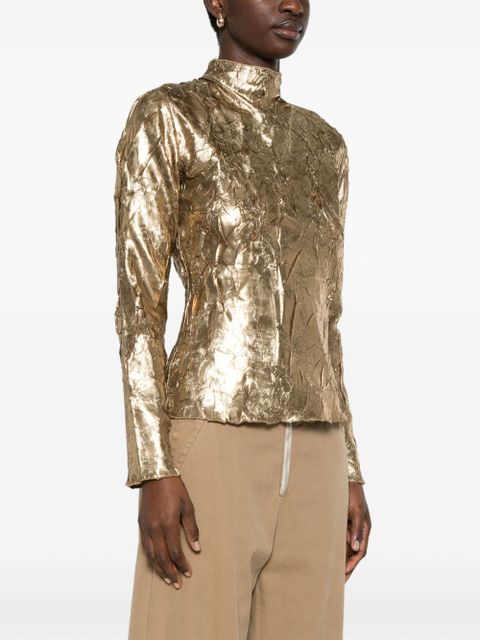 GANNI crinkled top - Gold